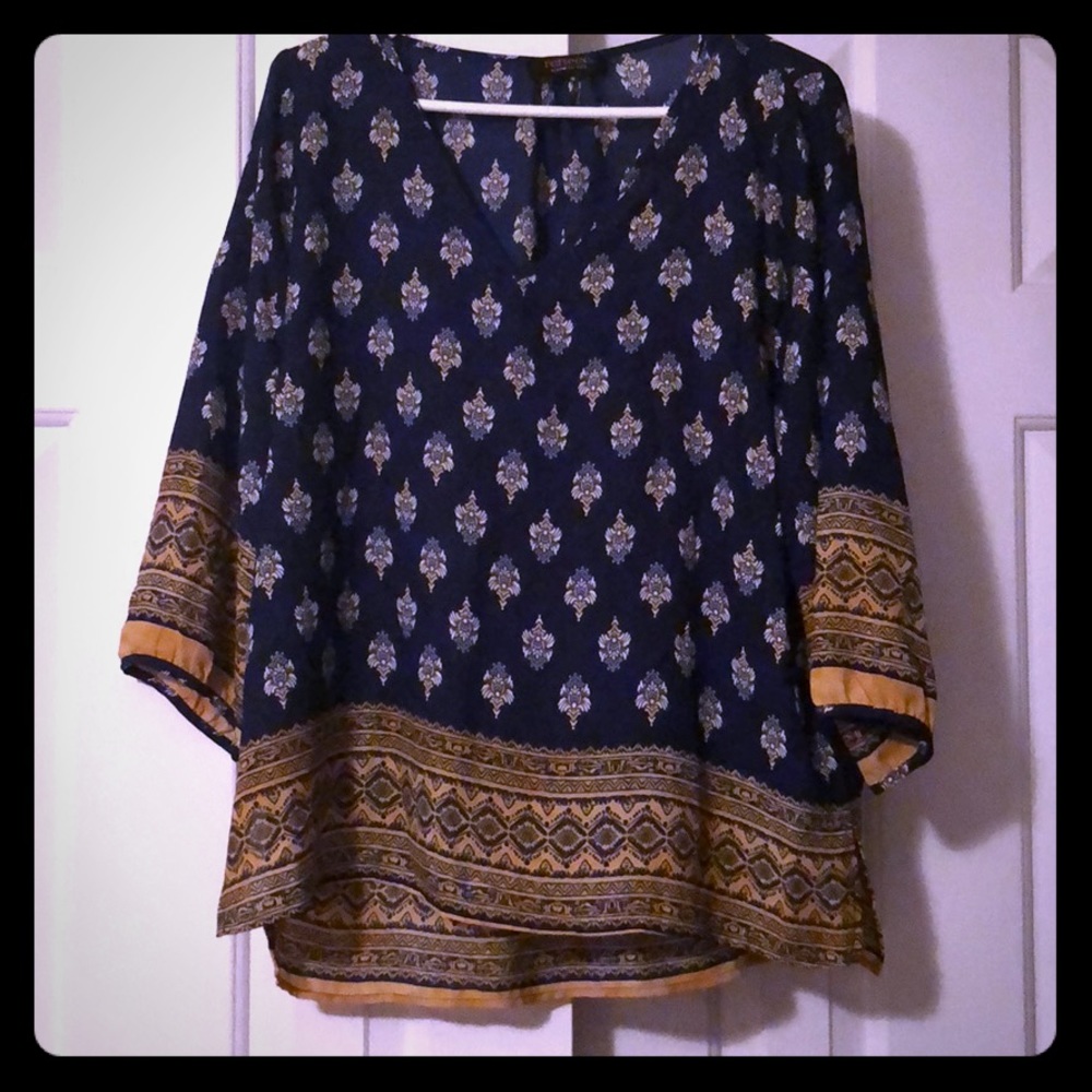 Printed Navy Blouse
